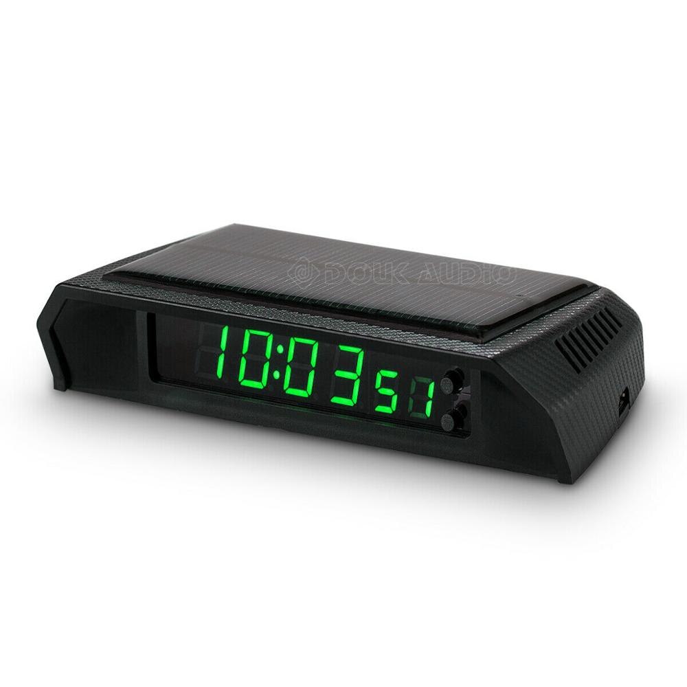 Solar Car Clock Portable Digital LED Clock & Calendar for Vehicle Auto Truck C6