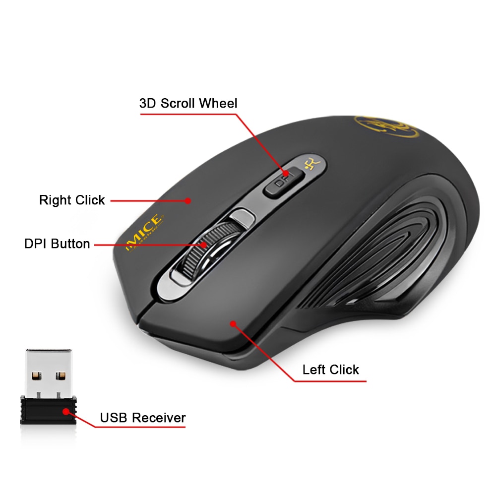 iMice Silent USB Wireless Mouse 2000DPI USB 3.0 Receiver Optical Computer Mouse 2.4GHz Ergonomic Mice For Laptop PC Mouse