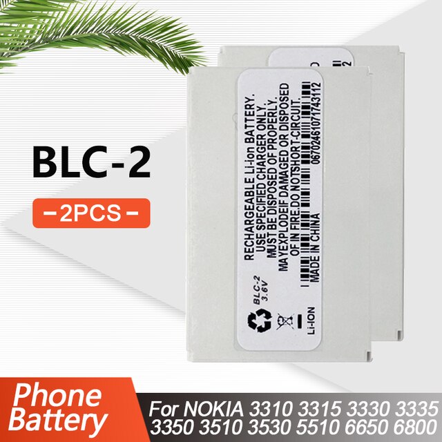 800mAh BLC-2 BLC 2 batteria di ricambio per telefono cellulare Nokia 3310 3330 3410 3510 3510i 3315 3350 3589 6650 6800 6810 5510: 2pezzi