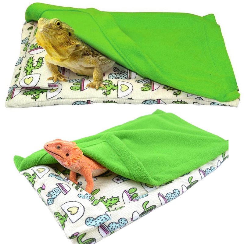Bearded Dragon Sleeping Bag with Pillow and Blanket Reptile Habitat Accessories Small Pet Animal Hide Shelter Warm Bed