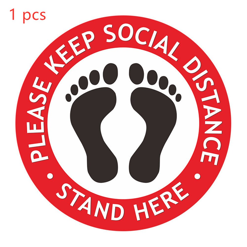 Social Distance Floor Stickers Non-Slip Waterproof Self Adhesive Floor Signs Stickers for Hospital Shopping Malls Bathroom Publi: A 1PC