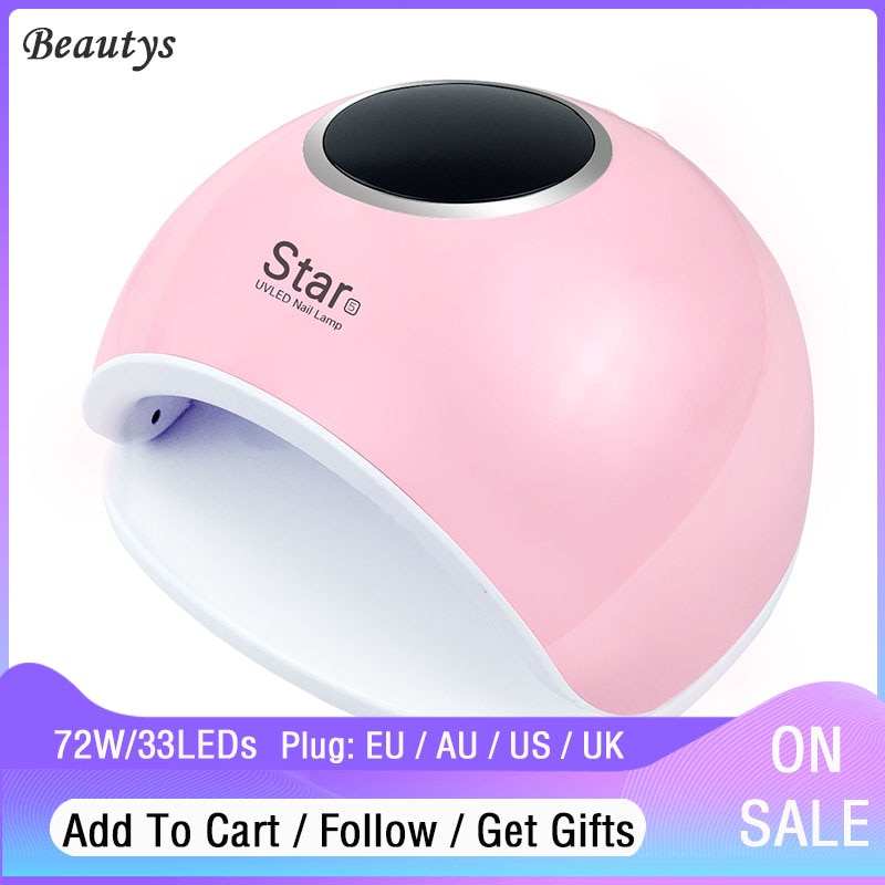 Star 5 Nail Lamp 72W LED UV Nail Machine Drying UV Gel Polish With Button Timer 33 LEDs Dual Light Manicure Nail Art Lamp