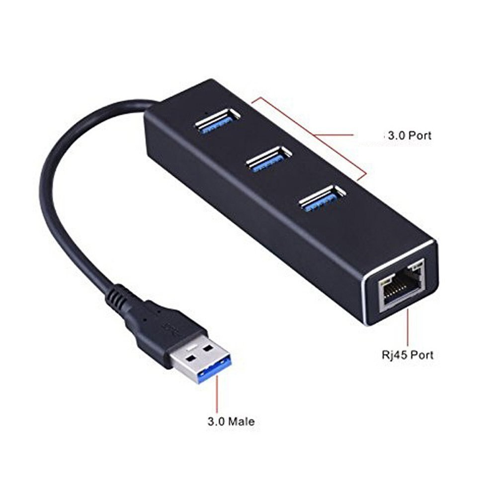 USB3.0HUB + Gigabit Netwerkkaart Hub 3 Poorten Usb 3.0 Gigabit Ethernet Lan Rj45 Netwerk Adapter Hub Tot 1000Mbps