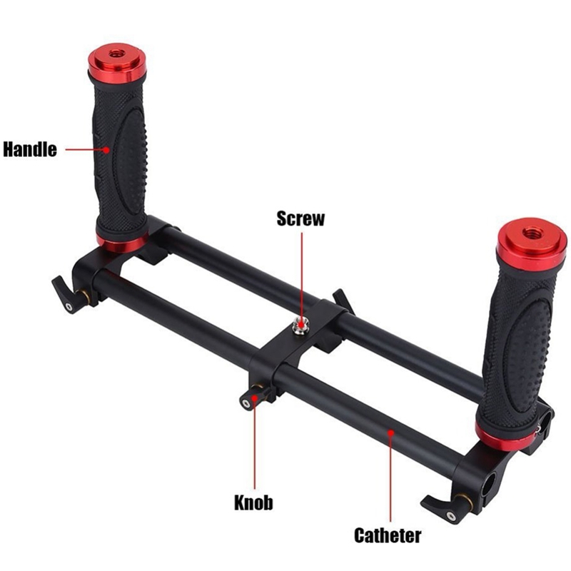 Dual Handgrip Bracket Kit - 30.5x10x16.5cm - for DSLR Camera Gimbal Stabilizer - 1/4 Screw Mount