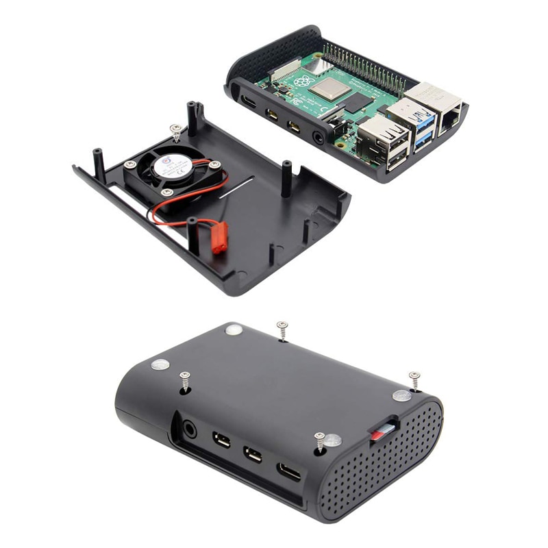 S ROBOT Raspberry Pi 4 ABS housing black plastic box housing with cooling fan cooler for Raspberry Pi 4 Model B Pi 4B RPI158