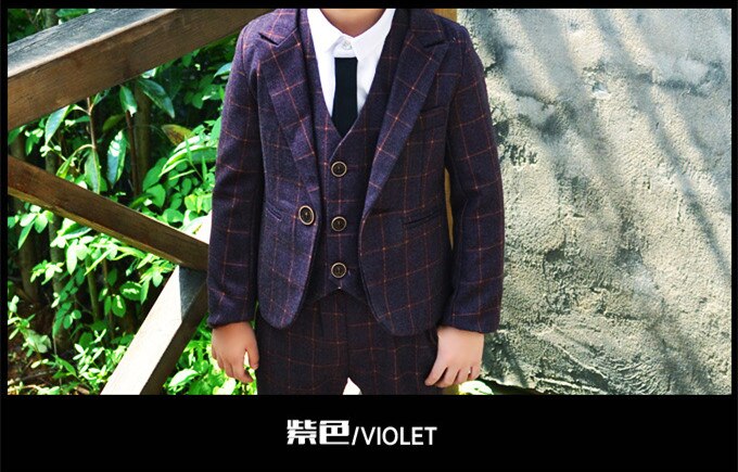 YUNJINYIYI Boys Formal Suits For Weddings England Style Man Child Blue Party Tuxedos Boys Formal Suits Blazer+Pants+Vest: three pieces set3 / 3T