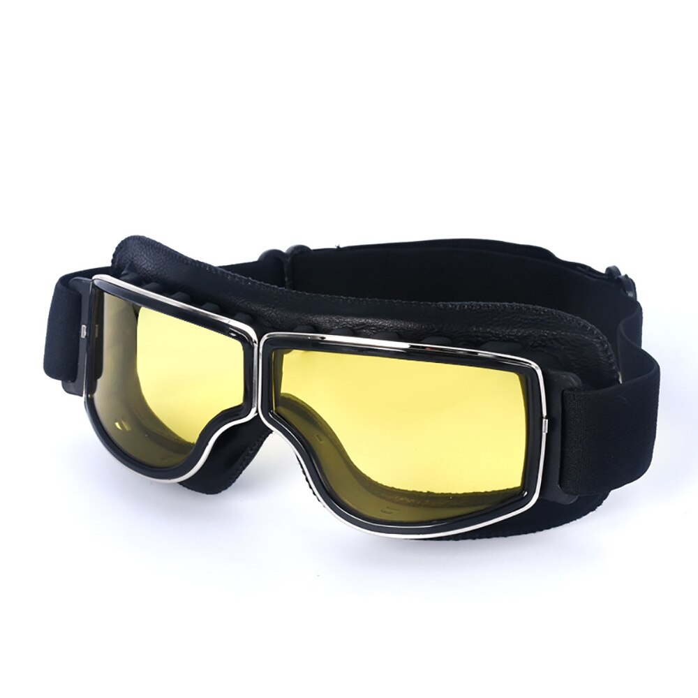 Vintage Moto Classic Motocross Goggles Retro Motorcycle Goggles Glasses for Harley Pilot Steampunk MX ATV Bike: 1-yellow