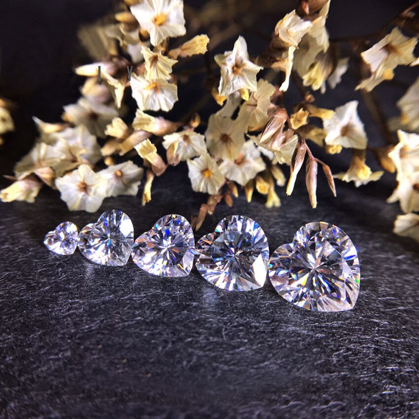 1 quilates coração frouxo moissnaite d cor 6.5mm excelente corte passagem diamante teste para sempre amor coração-em forma de pedra moissanite jóias