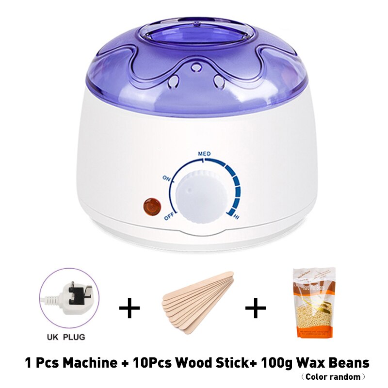 Elektrische ontharingsmachine, verwarmingselement, waxbonen, 10 stuks, houten stickers, sets wax, ontharing, epilator, elektrische wax-smeltverwarmer: Britse stekkersets