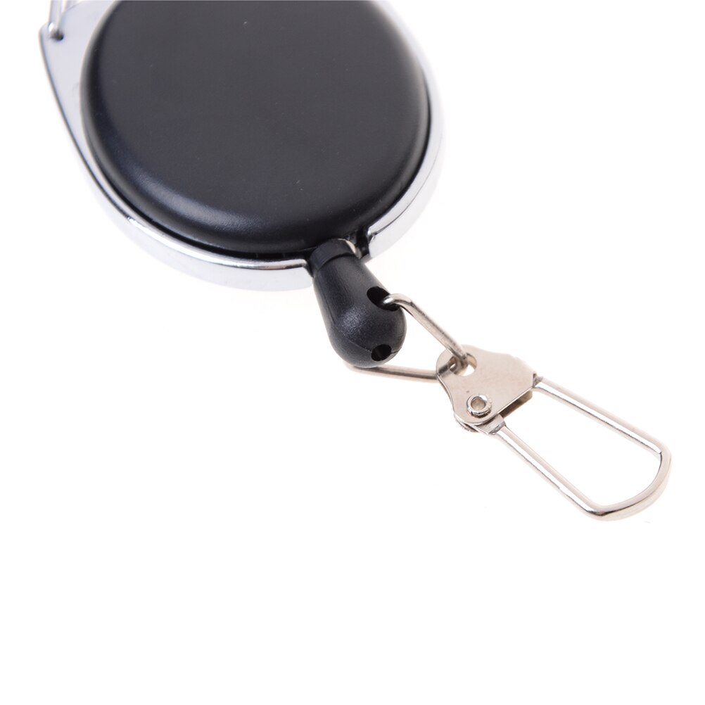 1 stk. 24 tommer ledningsforlænger karabinhagespoleklip på id-kortholder læder + zinklegering, der kan trækkes tilbage