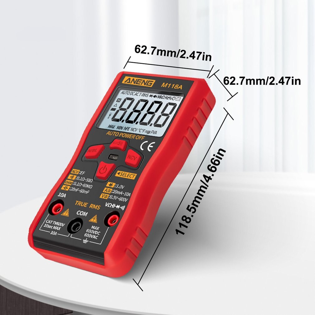 M118A Backlight Digital Multimeter Non Contact Stable LCD Display Measurment Tool ABS Battery Powered Smart Auto Range