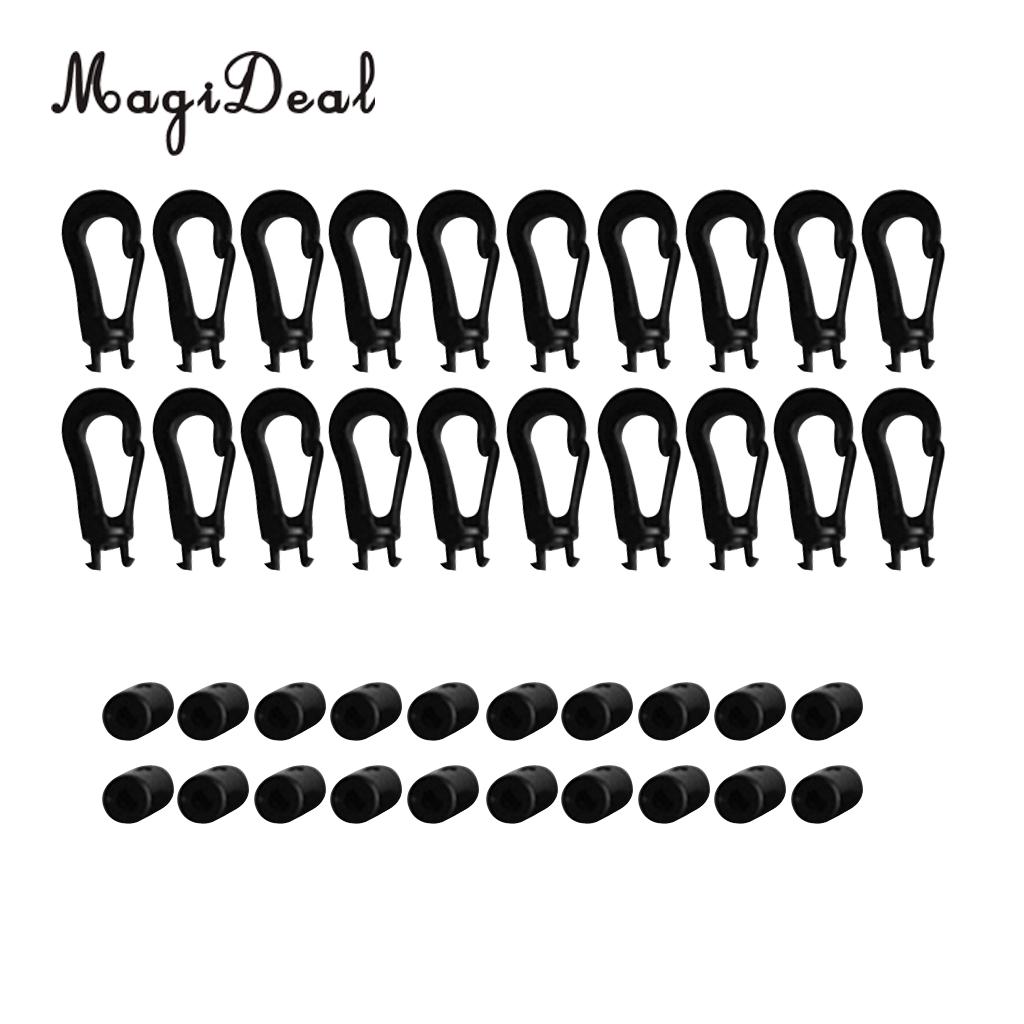 Magideal Sterk Duurzaam 20Pcs Plastic 5 Mm Shock Bungee Koord Karabiner Haak Elastische Koord Touw End Voor Kayak Kano rafting Acce