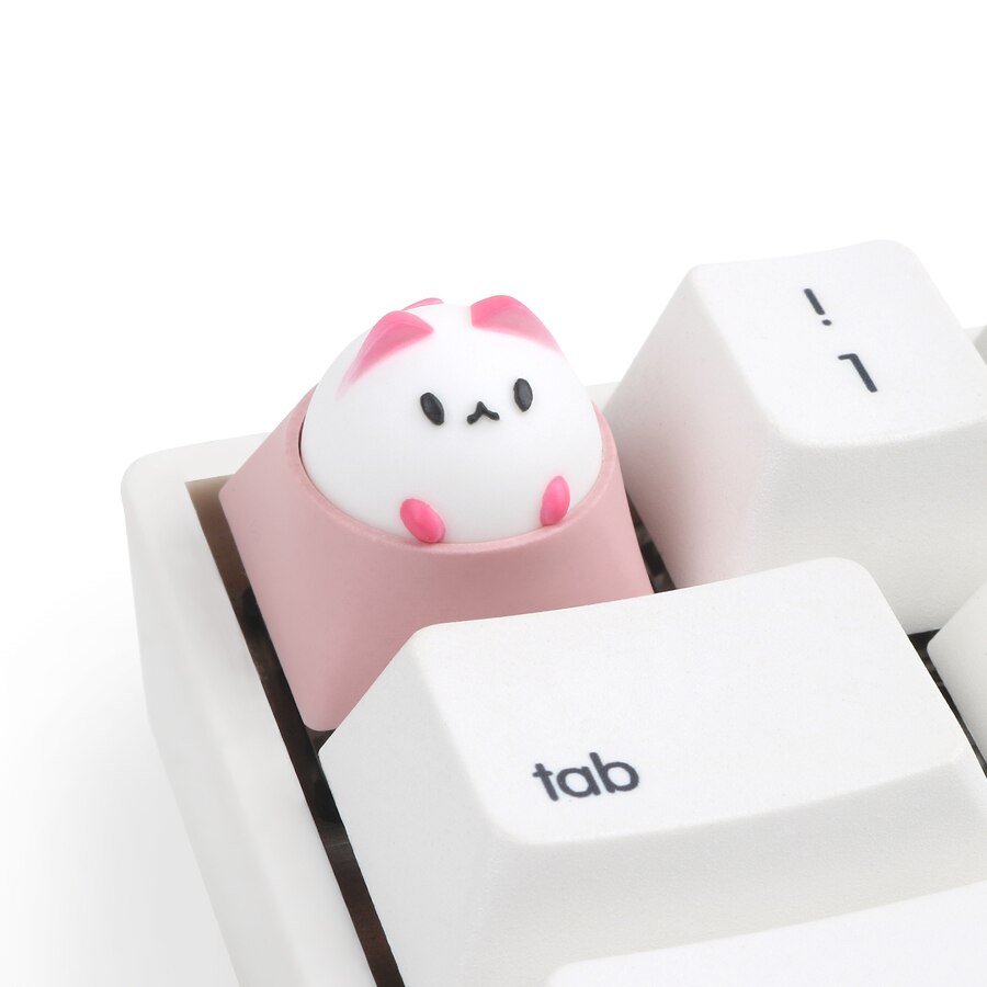 Keycap Hammer Bubble Cat Artisan, Compatible con interruptores Cherry MX, negro, amarillo, verde, azul, rojo, rosa, para teclados mecánicos: pink white