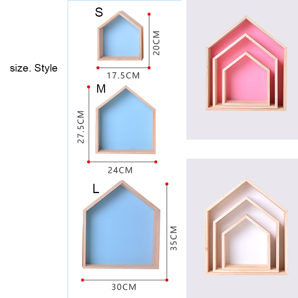 1/3 stk tre vegghylle barn barnerom tre hylle veggpynt diverse håndverksholder stativ soverom stue dekorasjon