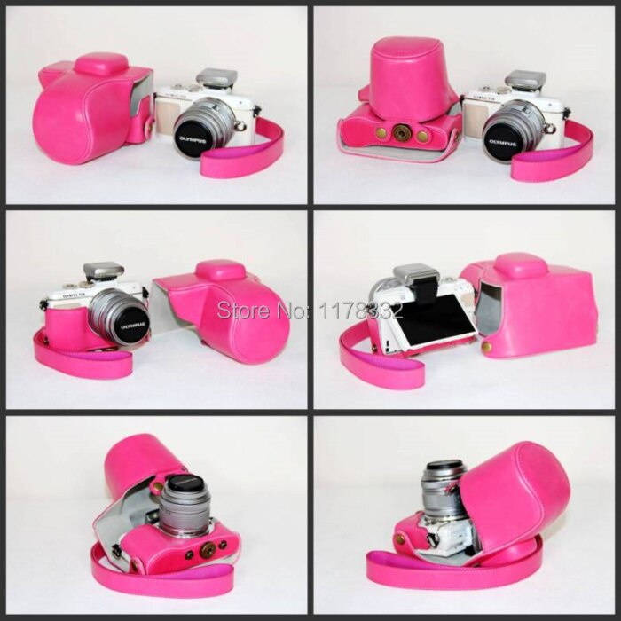 Leather Camera Case Bag Cover Shoulder Strap For Olympus PEN EPL7 E-PL7 Camera LITE EPL7 14-42mm EZ