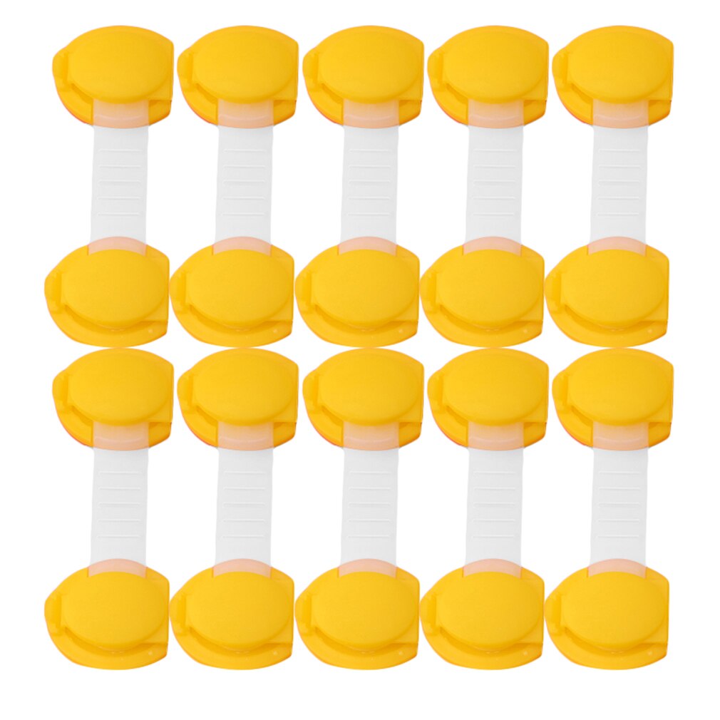 10Pcs Baby Long Cute Bendable Door Drawers Safety Lock Children Protection Lock Cabinet Door Drawers Refrigerator Lock: yellow