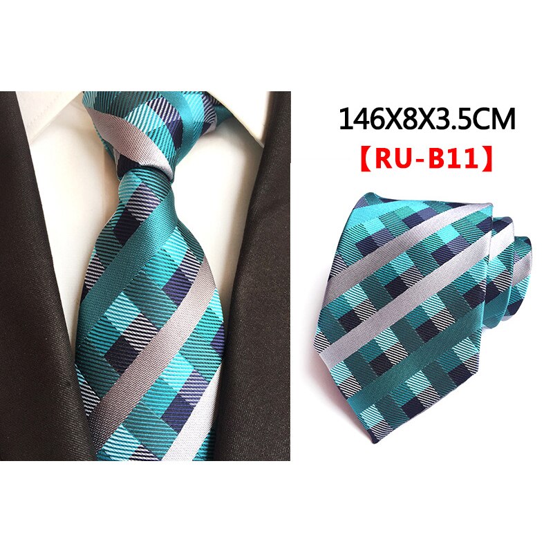Ricnais 8cm Formal Tie Brown Yellow Plaid Striped Silk Necktie Suit Mens Silk Neck Tie For Man Business Wedding Party Gravata