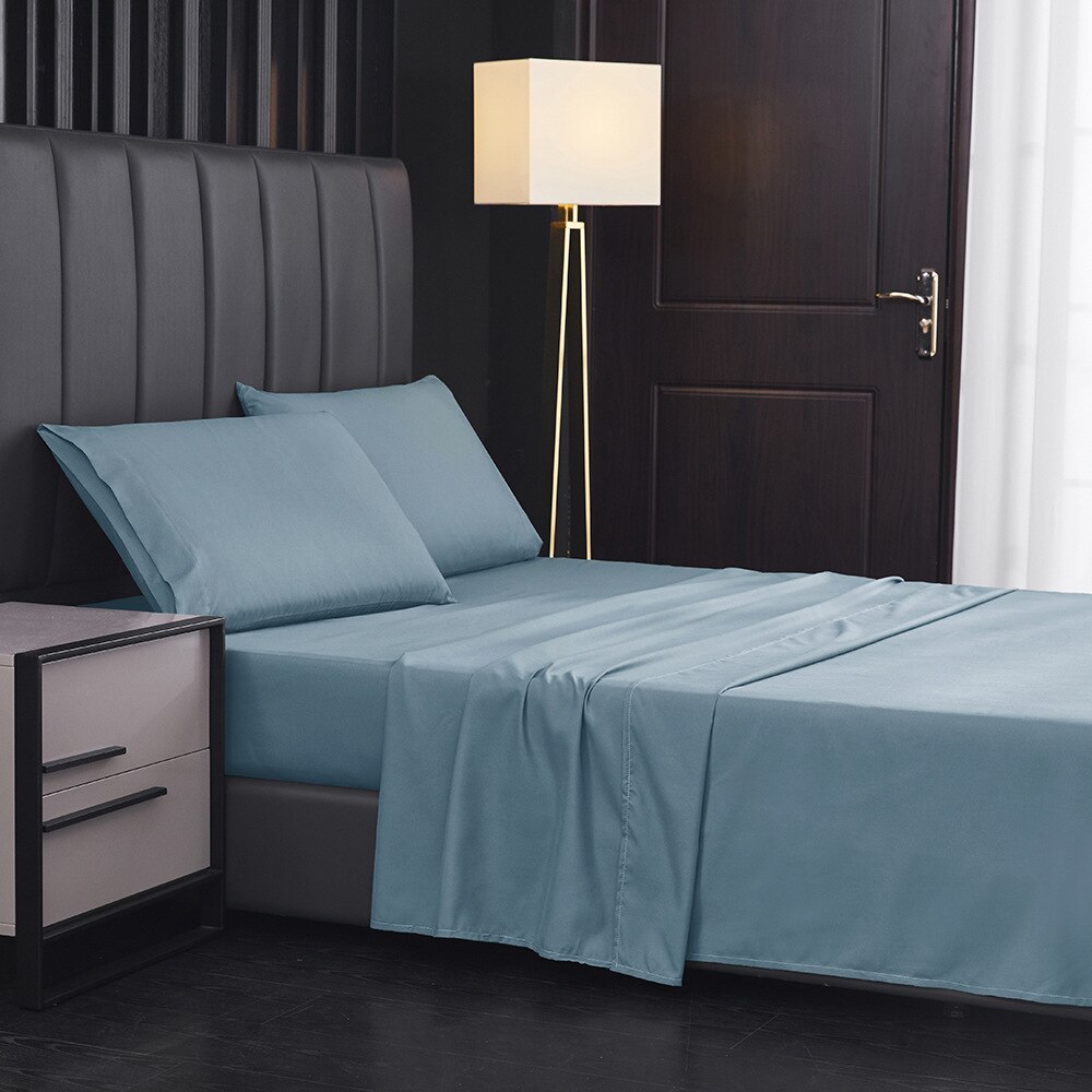 Polyester Beddengoed Set Twin Volledige Koningin Koning Maten Met Beddengoed Hoeslaken Kussenslopen Drie Of Vier Stuk Sets: Blauw