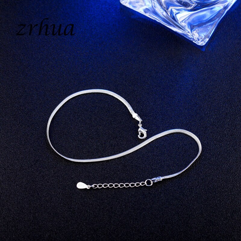 ZRHUA Neue Fuß Fußkettchen 925 Sterling Damen Silber Fußkettchen Armbinde Kette Für Frauen Liebe Schlange Kette Fuß Schmuck