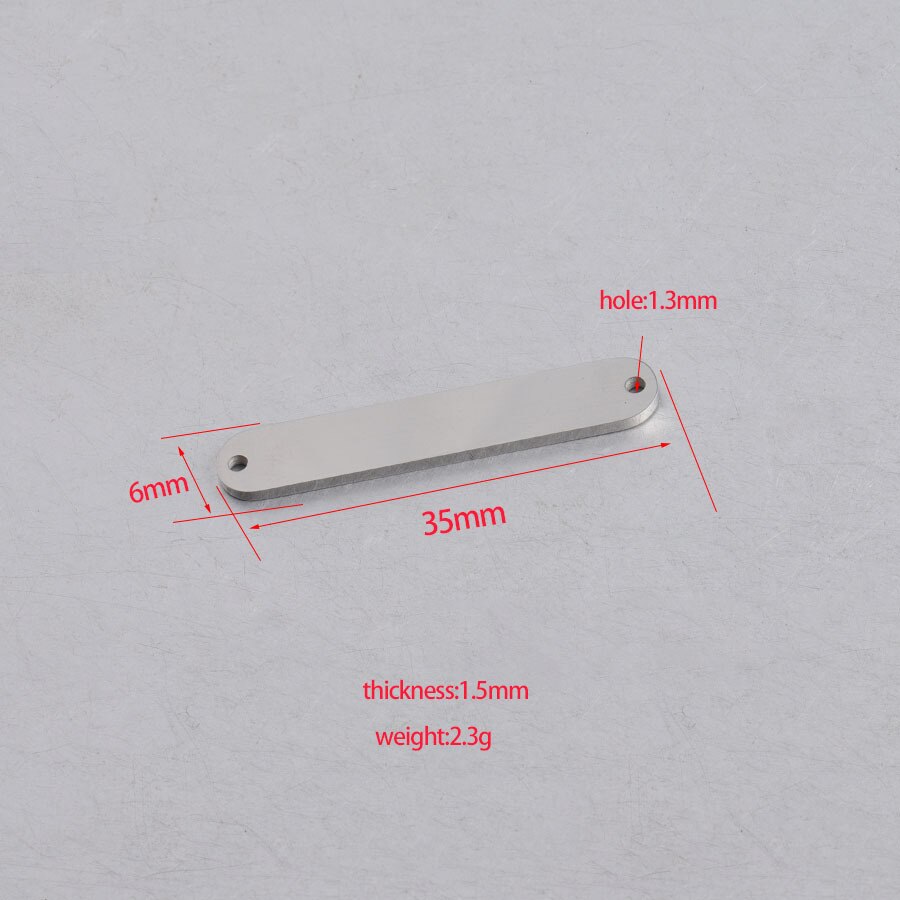 Fnixtar 20 Stks/partij 1.5*6*35Mm Spiegel Polish Rvs Rechthoek Stempelen Blanco Bar Charme Voor Diy sieraden Maken Ketting: steel color 2