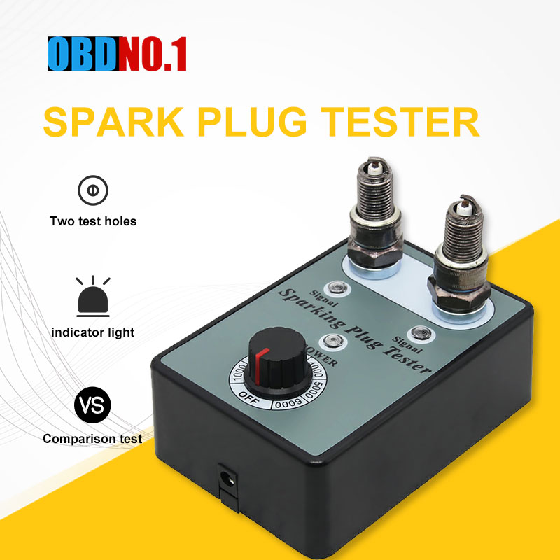 Bil bil tennplugg tester med justerbar dobbelthull detektor tenningsplugg analysator med eu plugg for 12v bensinbiler