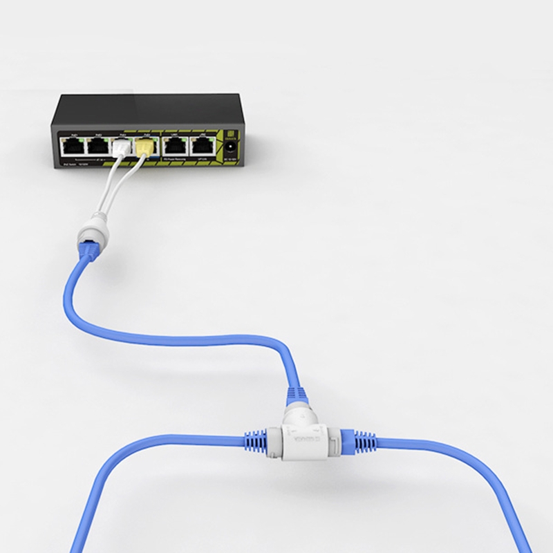 POE Splitter 1-tot-2 Besparing Netwerkkabel Drieweg RJ45 Connector Voor Beveiligingscamera Router Draadloze Beveiligingscamera
