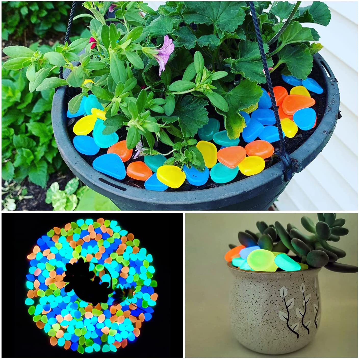 25Pcs Glow in the Dark Garden Pebbles Glow Stones Rocks for Walkways Garden Path Patio Lawn Garden Yard Decor Luminous Stones