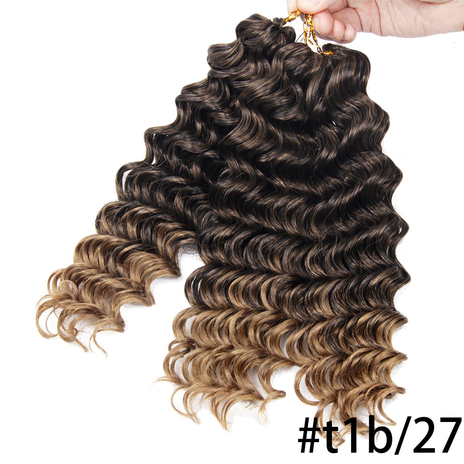Ombre Braiding Hair Synthetic Hair Braids Extensions 3pieces/pack 10'' Freetress Deep Wave Crochet Hair Braid Afro Hair Braids: T1B/27