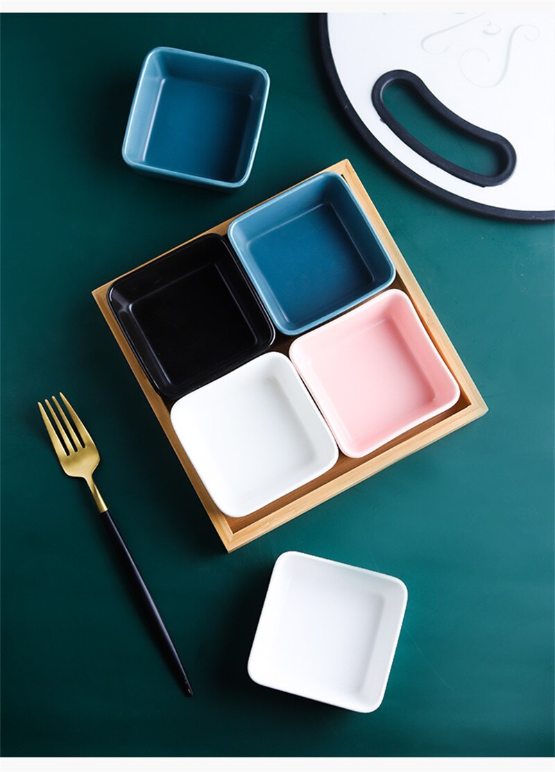 Keramik Kleine Quadratischen Schüssel Mini Schüssel Multi-Farbe Nachtisch Soße Essig Dishs Porzellan Abendessen setzt Geschirr Tablett Küche Zeug