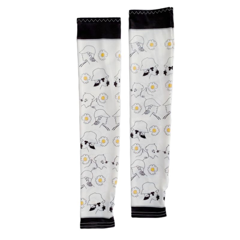 Unisex sommer solcreme arm ærmer søde daisy blomster jordbær print uv beskyttelse is silke kørsel fingerløse handsker