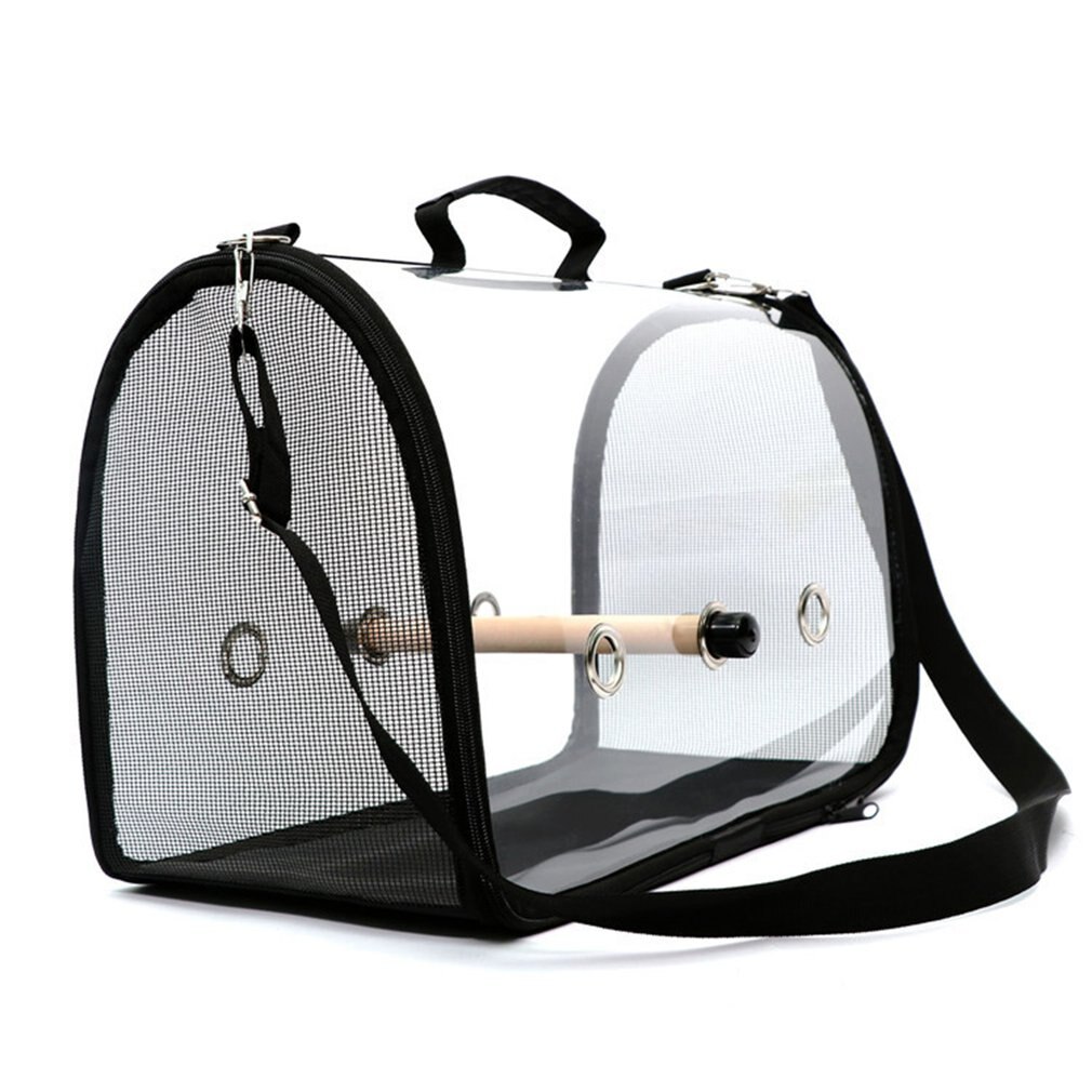 Bird Travel Cage Outer Cage Travel Cage Pvc Transparent Bird Cage Breathable Bird Cage Parrot Handbag Backpack: black red