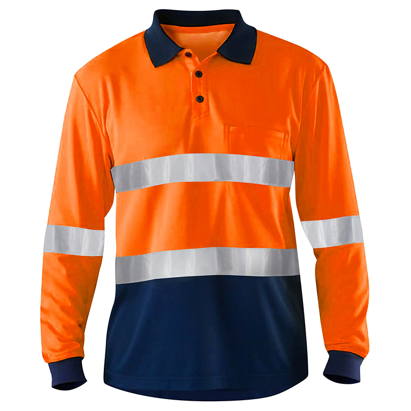 Langermet sikkerhetsskjorte til menn, refleksskjorte med høy reflekseffekt, stor xxxl: Xxxl / Oransje