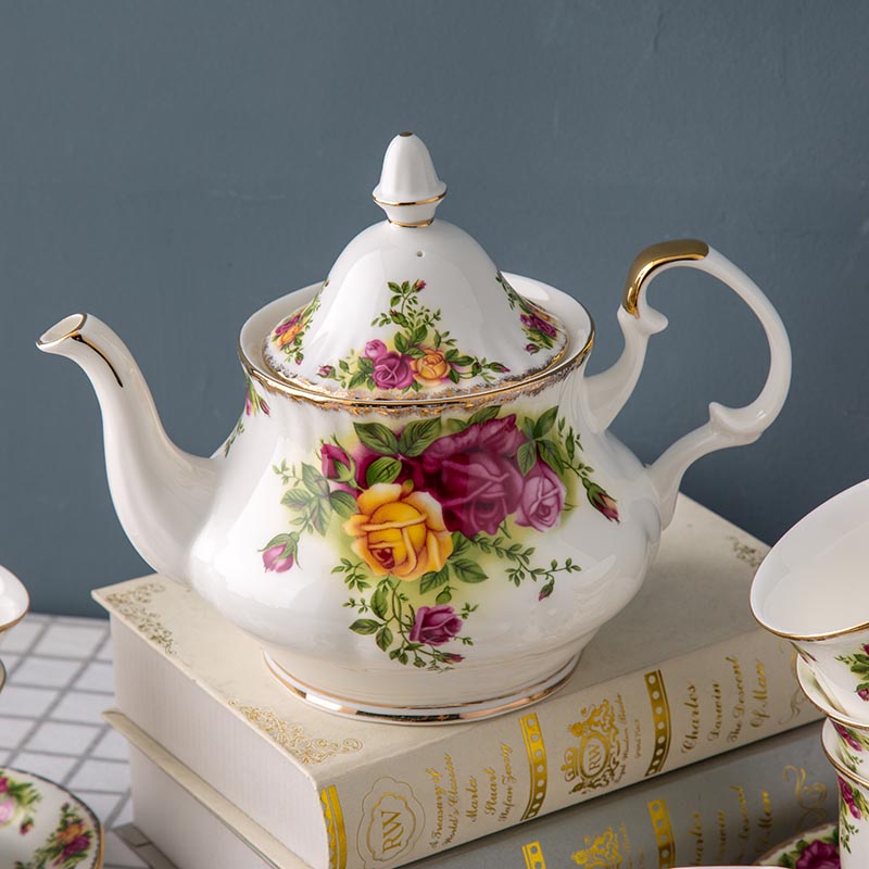 Juego de café de hueso inglés de china, juego de té de la tarde, taza de café antigua Rosa europea, plato, de cumpleaños de boda