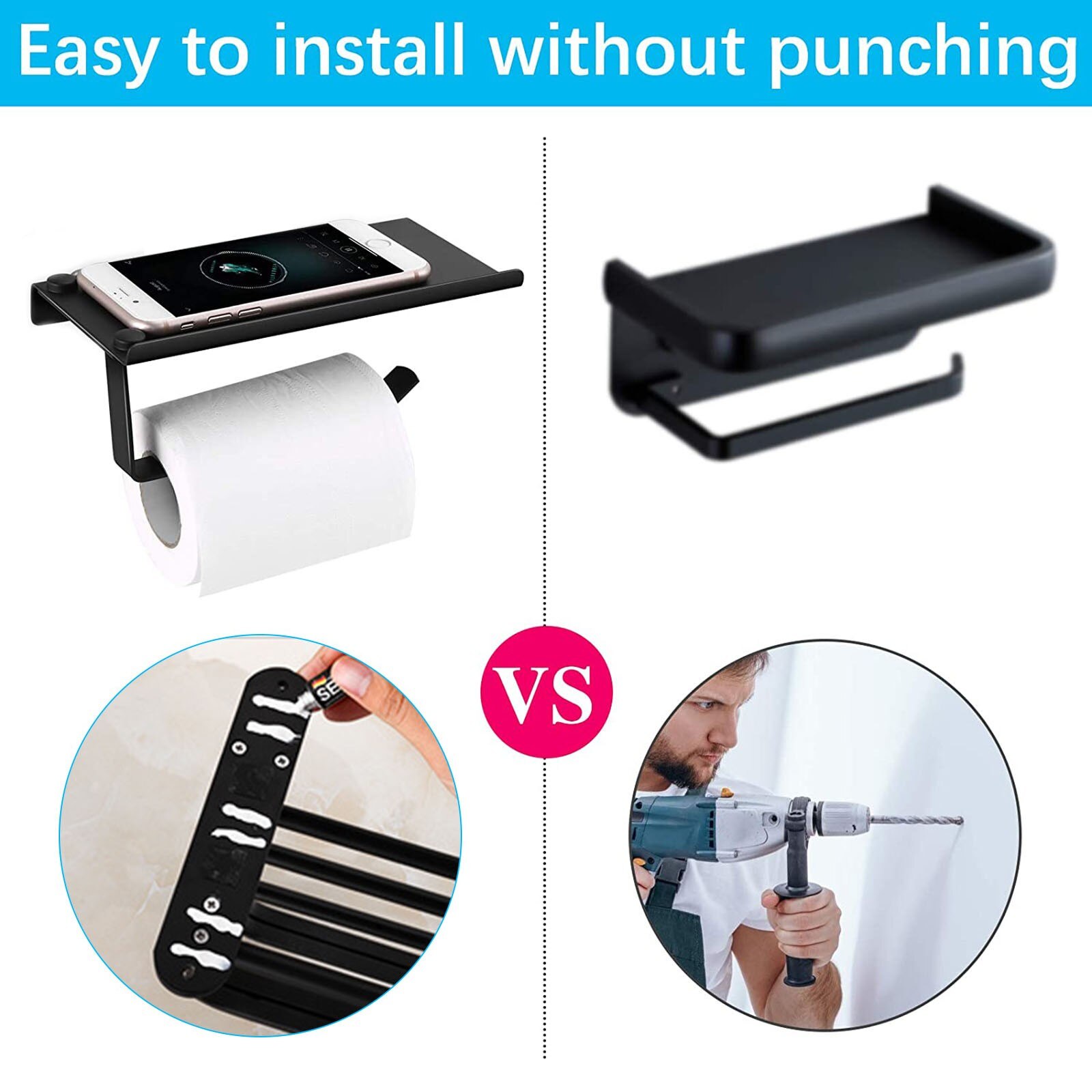 Wall Mount Punch-Gratis Rvs Badkamer Toilet Tissue Houder Papieren Handdoek Houder Rolling Toiletrolhouder # Yj