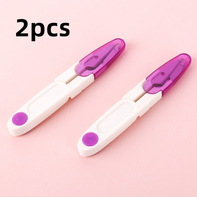 U-Shaped Thread Scissors Deburring Fishing Line Shears Cross Stitch Sewing Snip Thread Tailor Cutter Scissors Diy Craft Tool: purple-2pcs