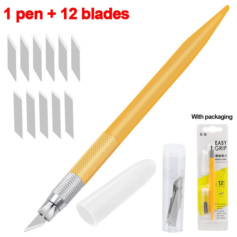 12 Stuks Messen Multifunctionele Vleesmes Scrapbook Sticker Pincet Kleur Non-Slip Handvat Papier Snijden Mes Briefopener: Engraving Knife-5