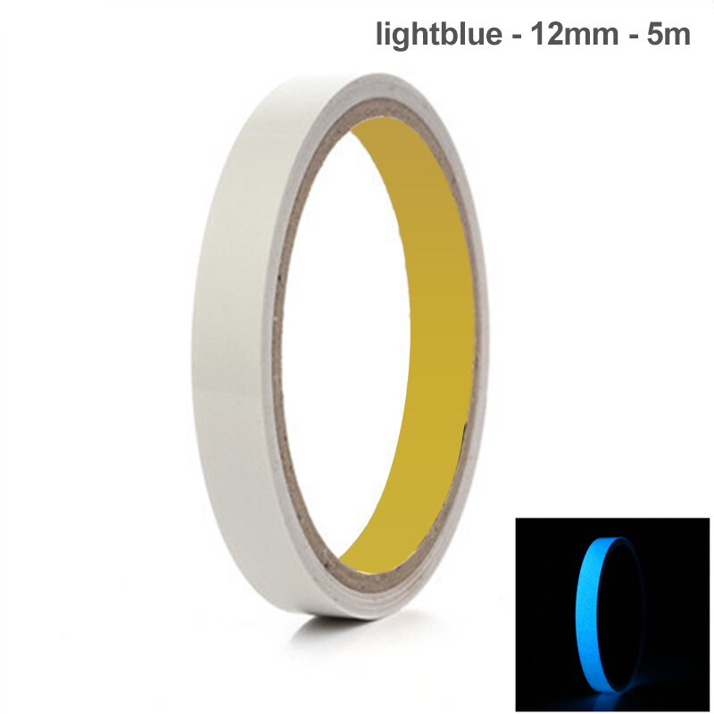 Reflective Glow Tape 12mmx5m Self-adhesive Removable Luminous Warning Tape Traffic Safety Reflective Material Tape Self-adhesive: light blue