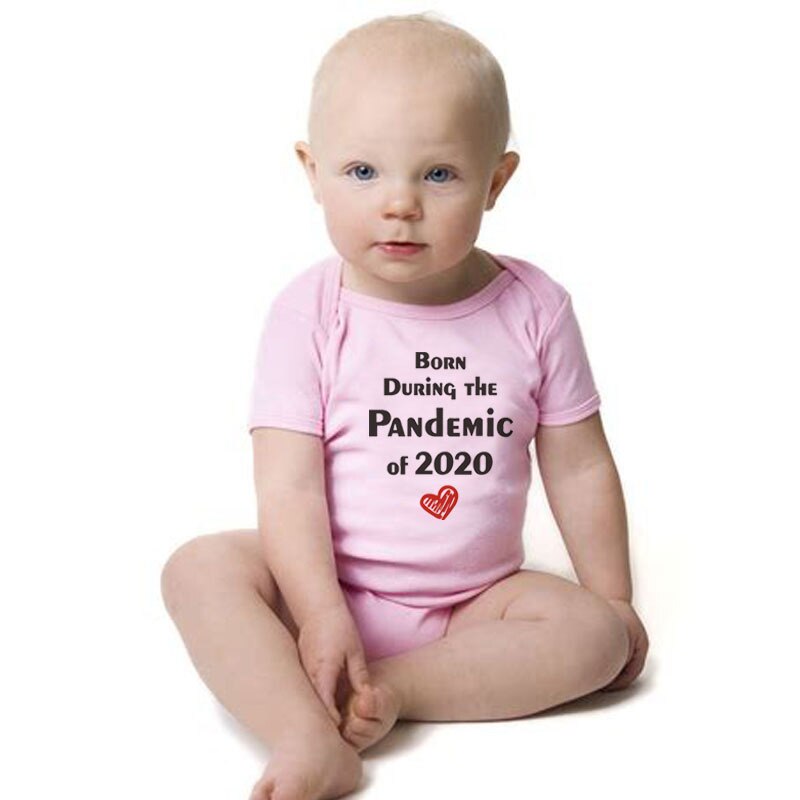 Bébé été tenue col rond manches courtes body avec pandémie de impression pour enfant en bas âge garçons filles 0-12 mois