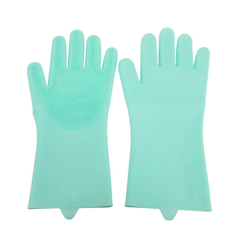 2 sztuk wielofunkcyjne silikonowe rękawice robić sprzątania magiczne silikonowe rękawiczki robić mycia naczyń robić kuchni guma domowa rękawice robić mycia naczyń: zielony