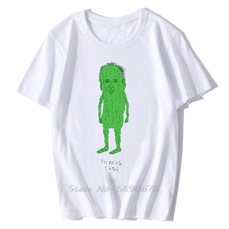 Picolas Cage T - Shirt Nicolas Cage T Shirt Nicolas Cage Funny Weird Creepy Raising Arizona Green Pickles Valley tees: White / XXXL