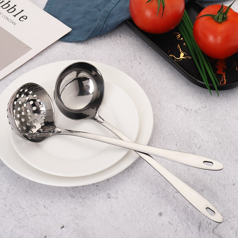 Thicken Stainless Steel Soup Ladle Pot Spoon Colander Cookware Rice Dinner Kitchen Spoon Tool For Sauce, Soup, Broth, Gravy