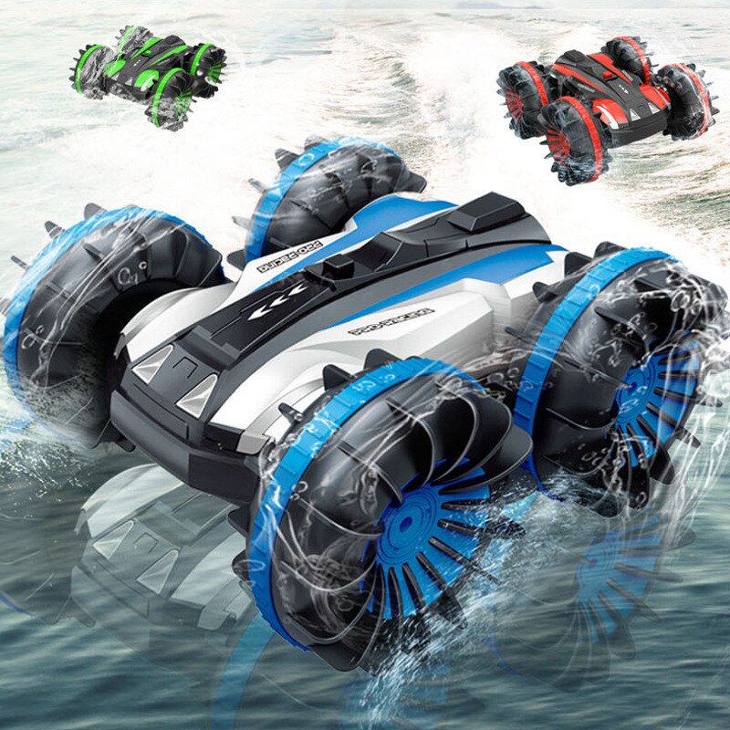 360 rotating rc cars , 2,4g remote control stunt cars, 2 -sided waterproof cars that drive on water and land, amphibious electric rc toys
