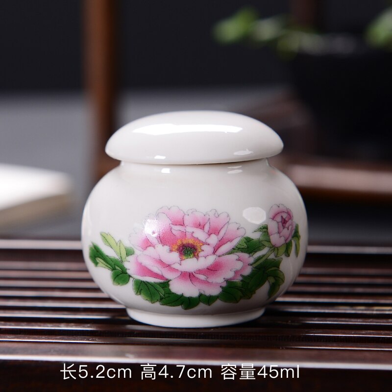 Caja de almacenamiento portátil, recipiente de té sellado de cerámica para viaje, Mini tetera de Kung Fu, de porcelana, tarro de cerámica: Pink peony