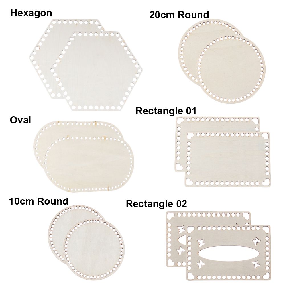 2Pcs/set Natural Wooden Basket Bottom Crochet Basket Bottom Embroidery Floss Organizer Hollow Crochet Basket Base DIY Craft