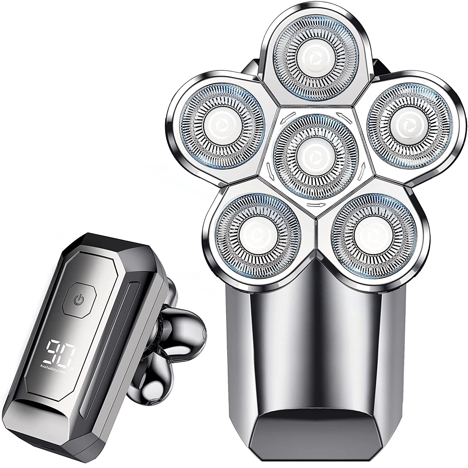 rechargeable powerful beard hair electric shaver for men body trimmer facial grooming kit electric razor bald shaving machine: Square