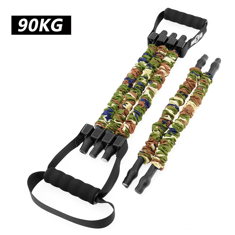 Latex Chest Developer Resistance Bands Rubber Pulling Rope Multifunction Fitness Strength Training Gym Exercise: 90 kg and 2 band