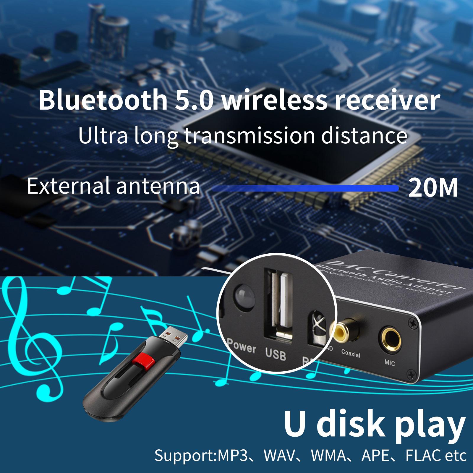 Digital zu Analog Audio Konverter Bluetooth 5,0 Empfänger für Ktv Kino U Disk Musik