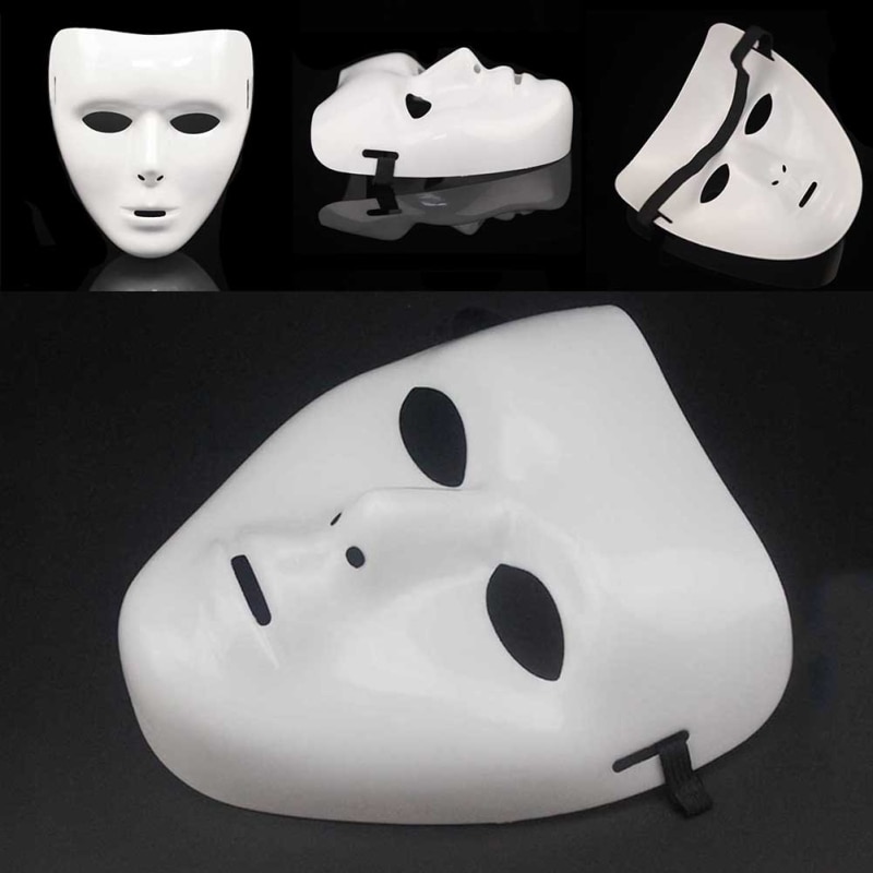 JabbaWockeeZ-masques d'halloween, décoration de soirée de danse, masque de danse de rue blanc unisexe pour hommes et femmes