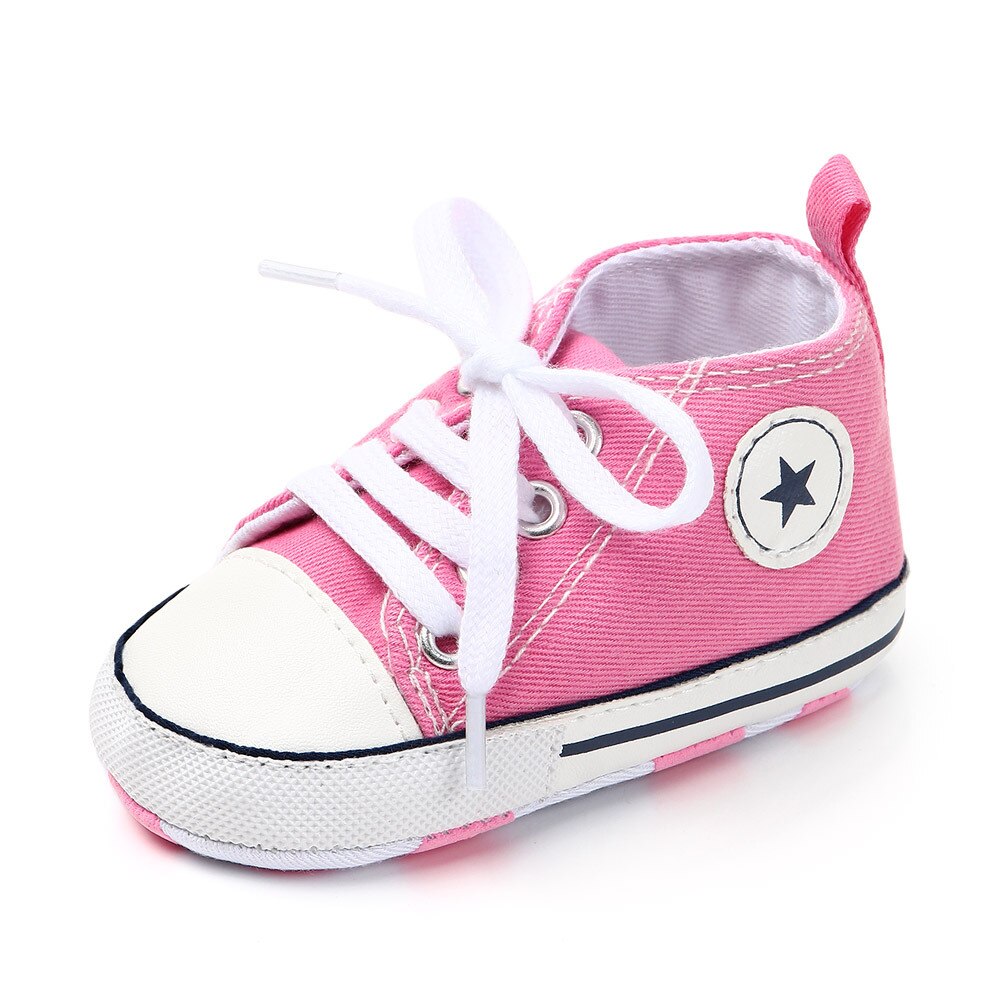 Canvas Klassieke Sport Sneakers Pasgeboren Baby Jongens Meisjes Eerste Wandelaars Schoenen Baby Peuter Zachte Zool Anti-Slip Baby schoenen: rose red / 0-6 months