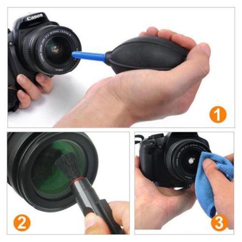 3 in 1 Lens Cleaning Cleaner Dust Pen Blower Cloth Kit For DSLR Camera Fast US